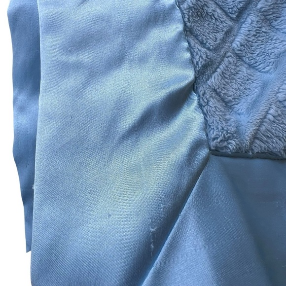 My Blankee Plush Minky Satin Trim Security Baby Blanket Blue 30.5 x 34 GUC - Picture 8 of 11
